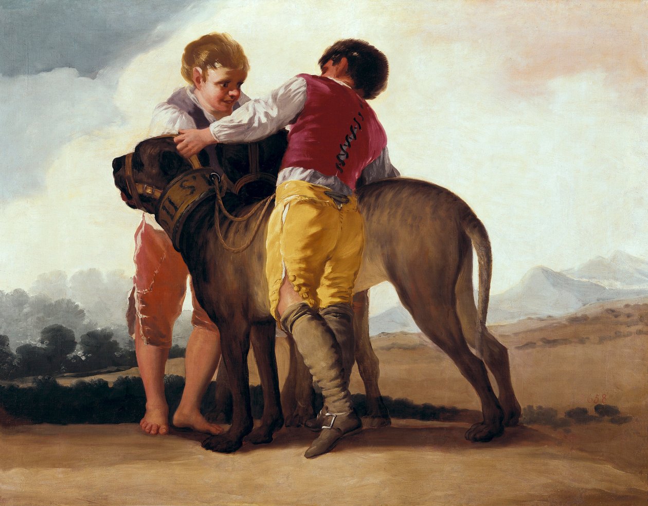 Pojkar med mastiff, ca 1786 (olja på kartong) av Francisco de Goya