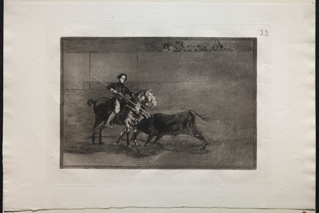 Tjurfäktningar: Manly Courage of the Celebrated Pajuelera i (ringen) i Saragosa av Francisco de Goya