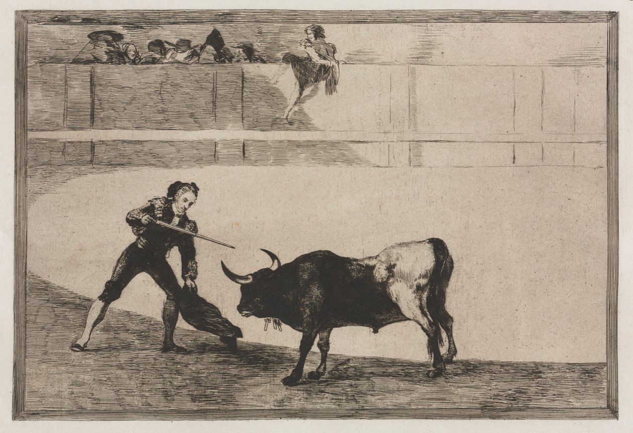 Tjurfäktningar: Pedro Romeo dödar den stoppade tjuren, 1876. av Francisco de Goya