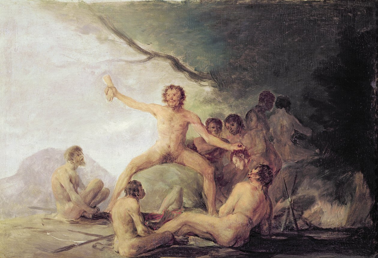 Kannibaler som njuter av mänskliga kvarlevor, ca 1800-08 (par 83503) av Francisco de Goya