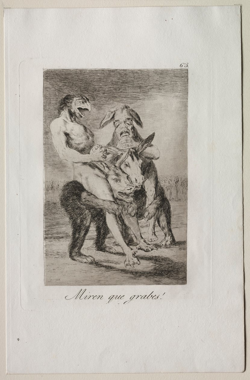 Caprices: Titta så högtidliga de är!. av Francisco de Goya