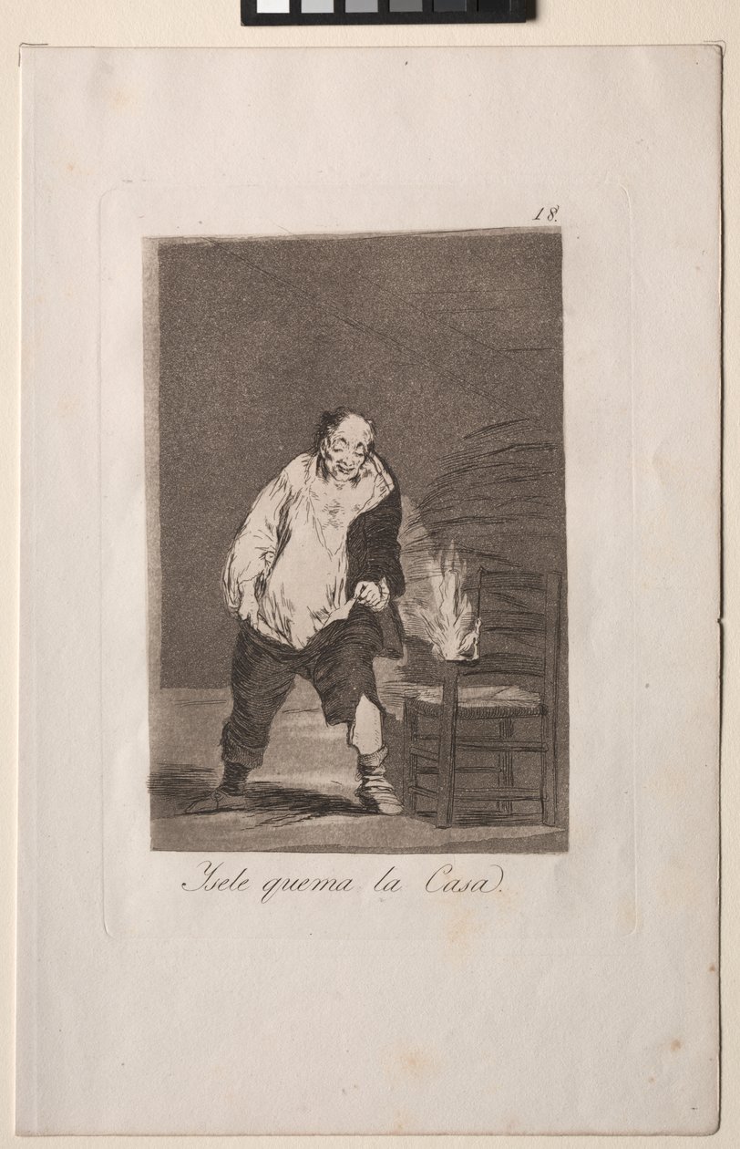 Caprichos: Och hans hus brinner. av Francisco de Goya