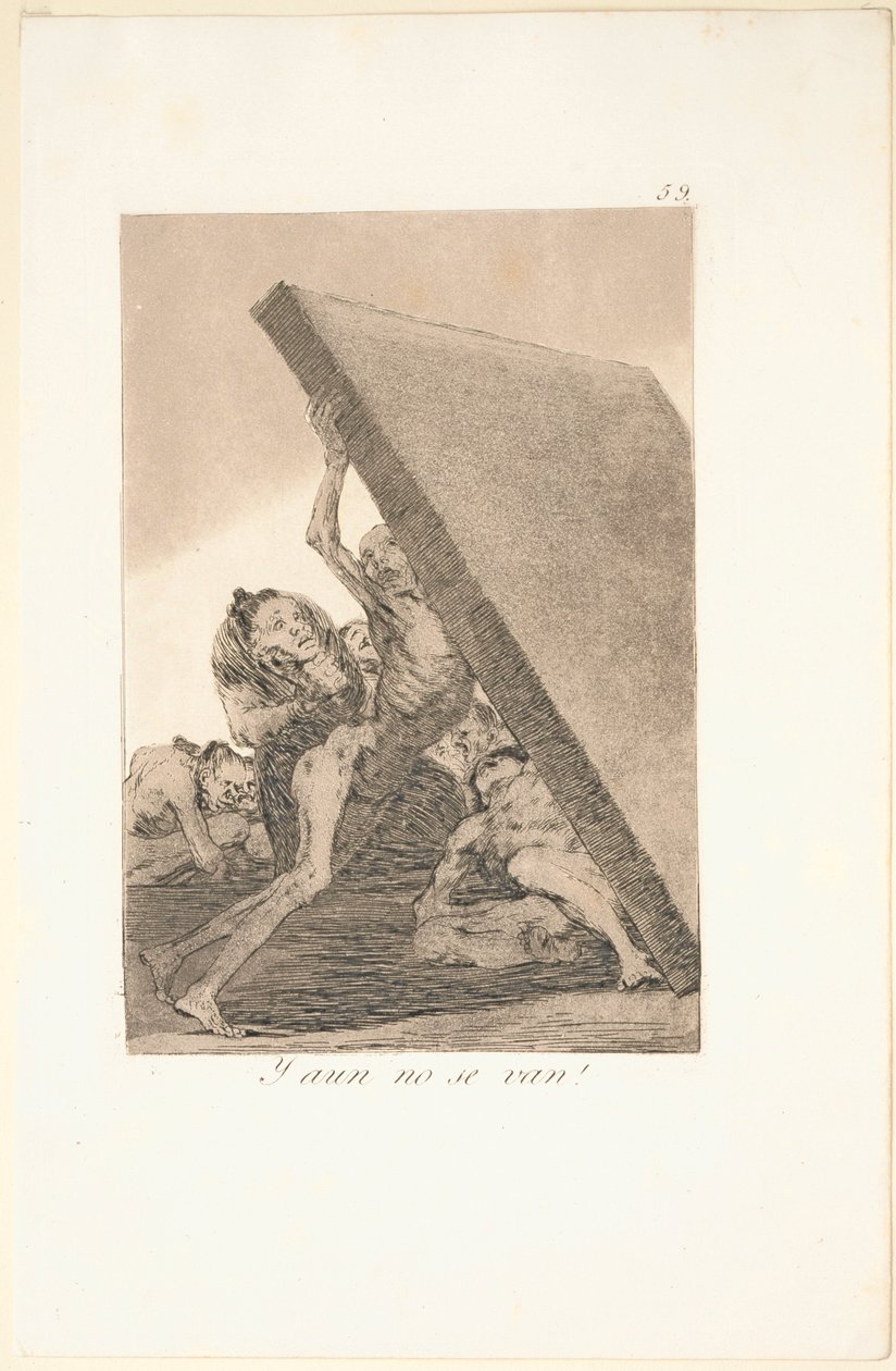 Caprichos: Och ändå går de inte!. av Francisco de Goya
