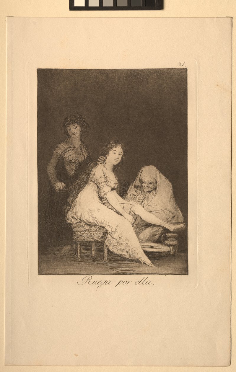 Caprichos: Hon ber för henne. av Francisco de Goya