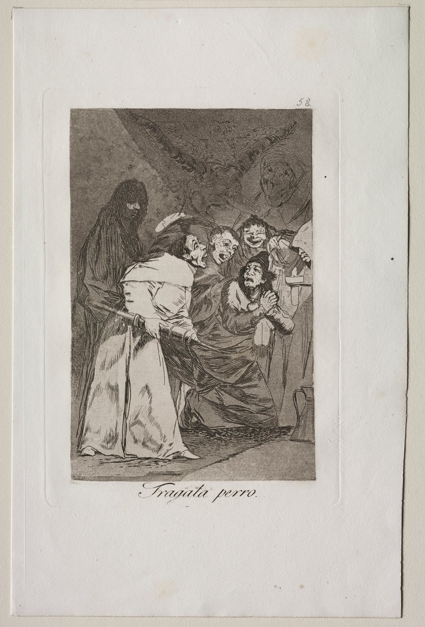 Caprichos: Svälj det, hund! av Francisco de Goya