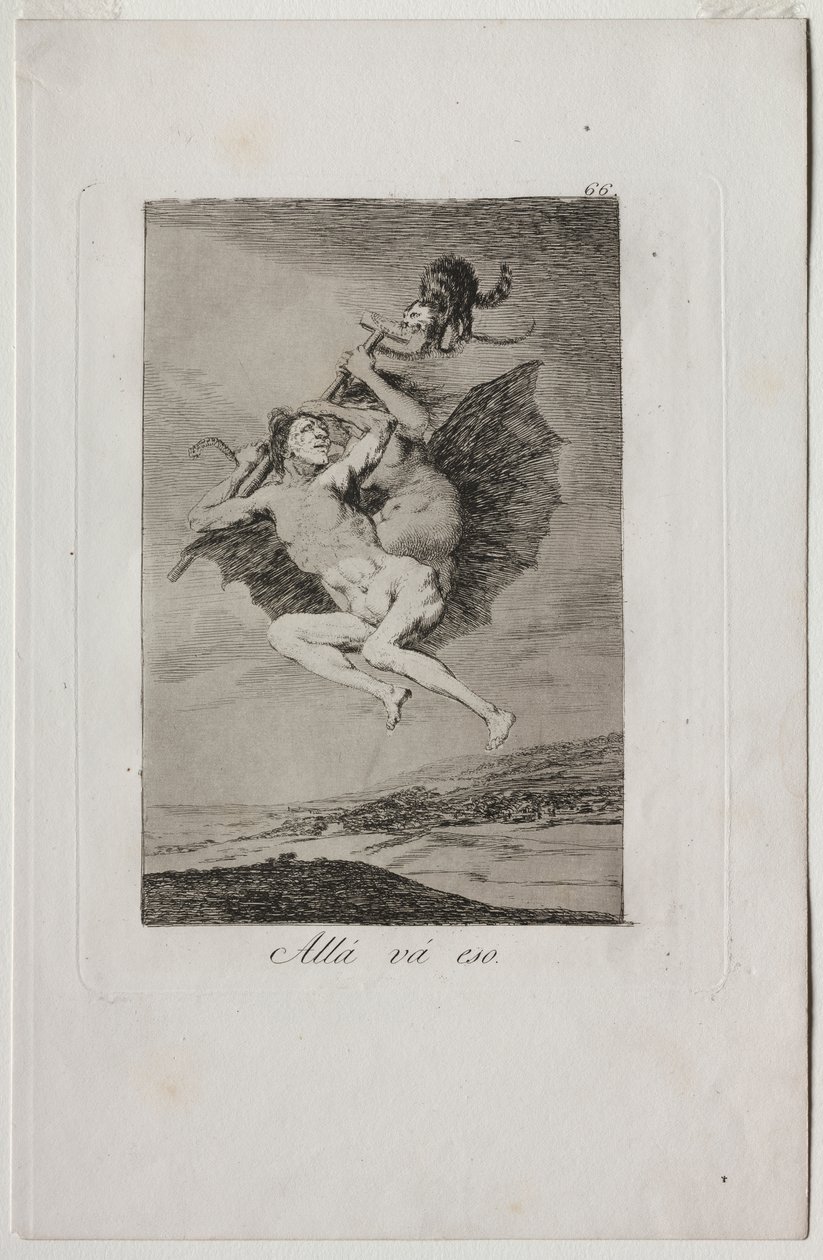 Caprichos: Där går det. av Francisco de Goya