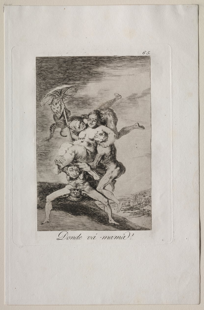 Caprichos: Vart är mamma på väg? av Francisco de Goya