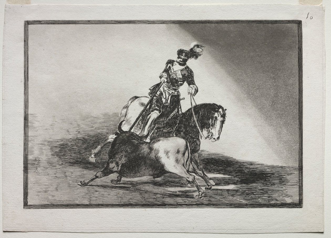 Karl V spjutade en tjur i ringen i Valladolid, 1815-1816. av Francisco de Goya