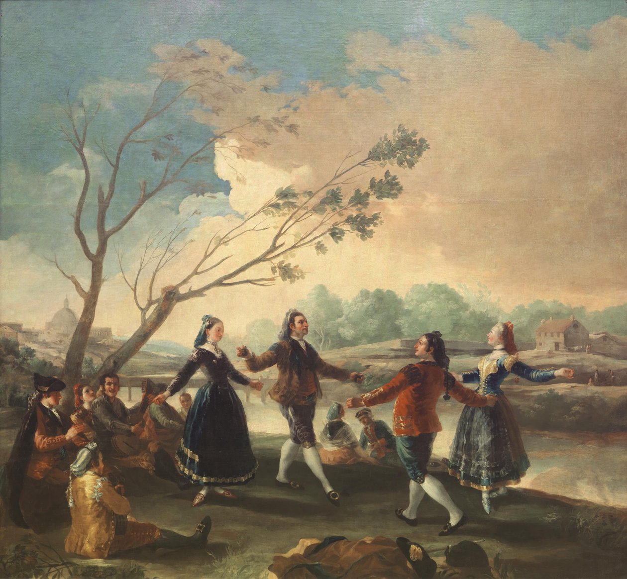 Dans på stranden av floden Manzanares, 1777 av Francisco de Goya