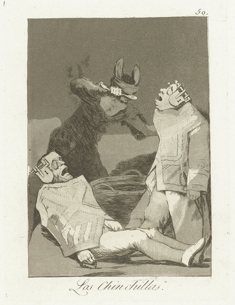 av chinchilla Chinchillorna (titel på objekt) Los Caprichos (serietitel) av Francisco de Goya