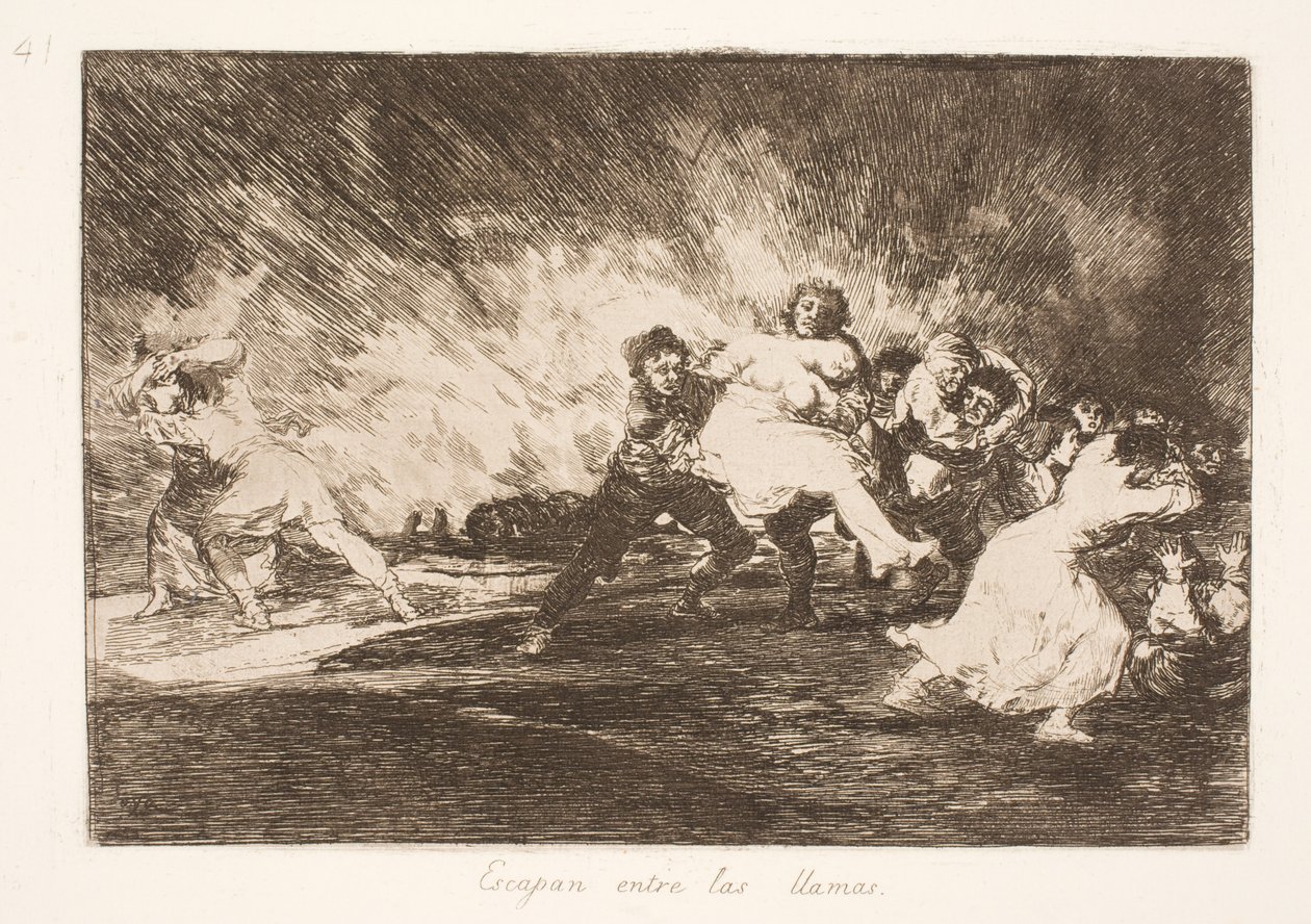 De flyr genom lågorna (41) av Francisco de Goya