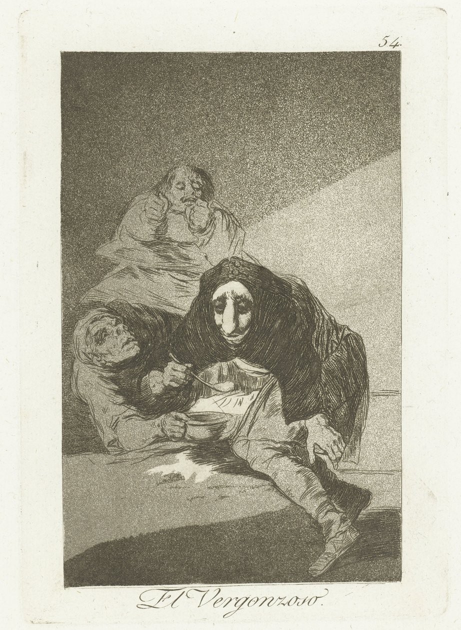 Av schaamtevolle The Shameful (titel på objekt) Los Caprichos (serietitel) av Francisco de Goya