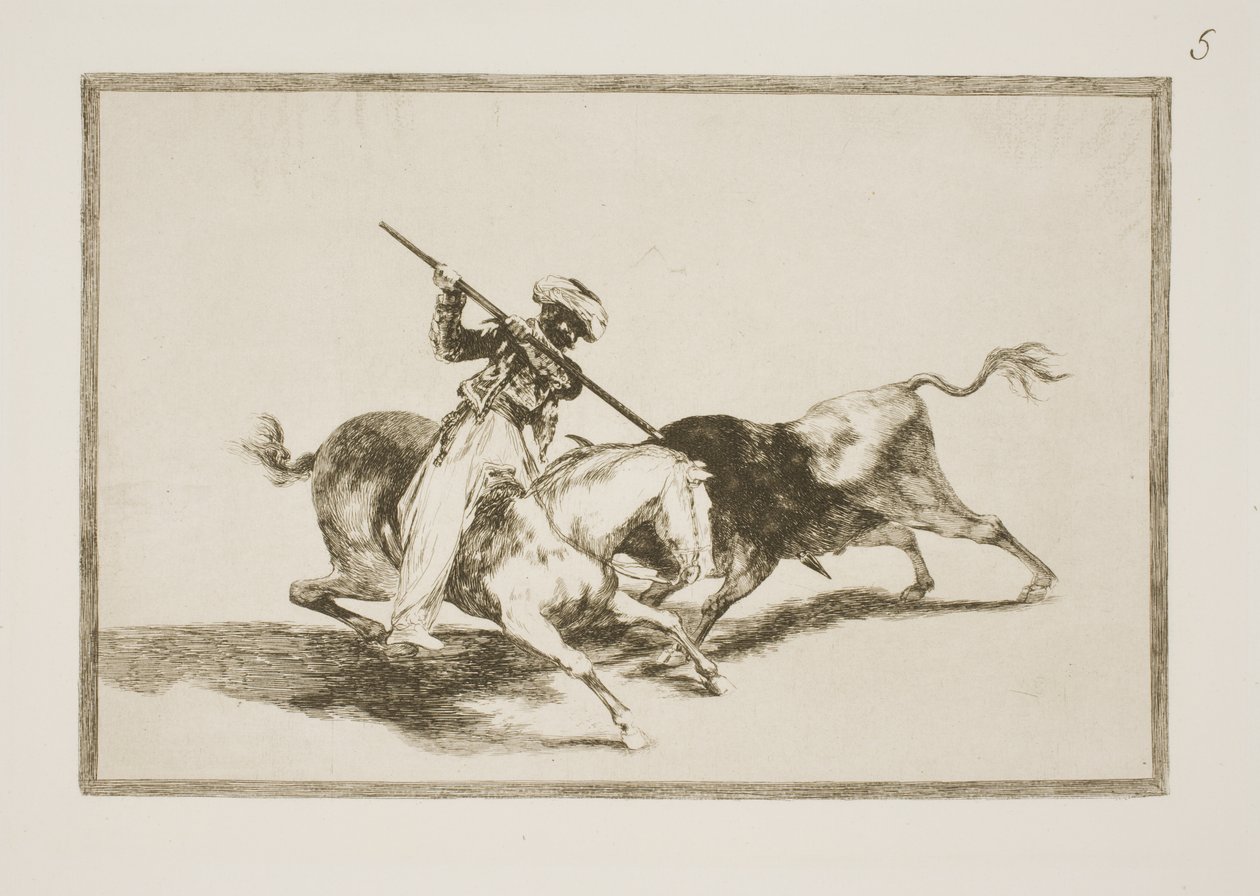 Den inspirerade Maurer Gazul är den första att spetsa tjurar enligt reglerna av Francisco de Goya