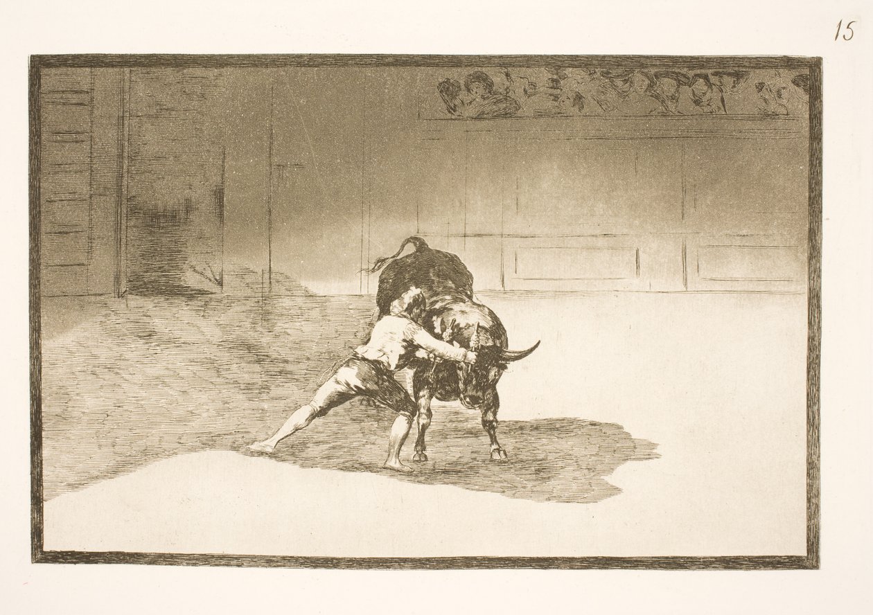 Den berömda Martincho placerar banderillas, lurar tjuren med kroppens rörelser av Francisco de Goya