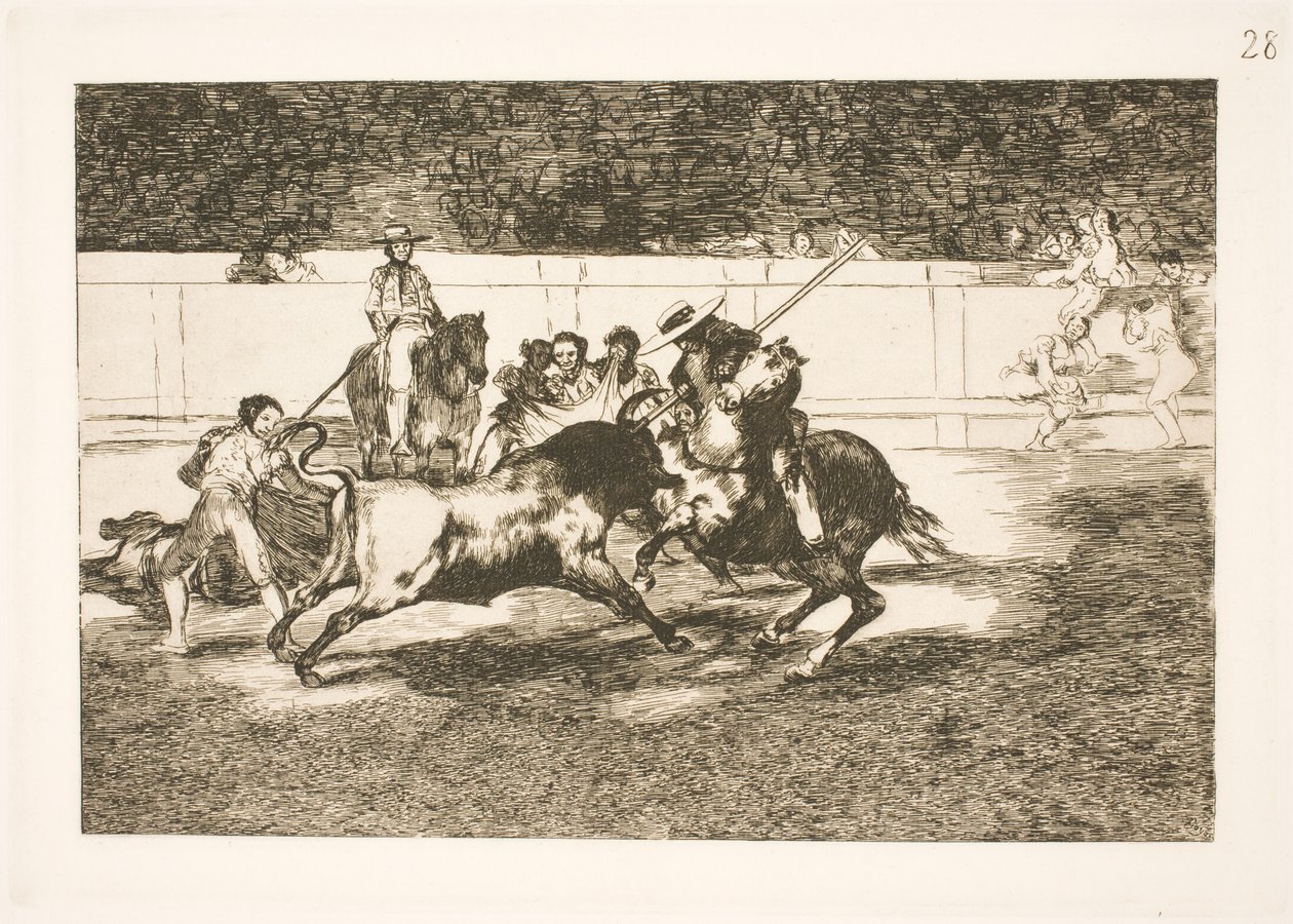Den mäktige Rendon spjutar en tjur, utfallet som orsakade hans död på arenan i Madrid av Francisco de Goya