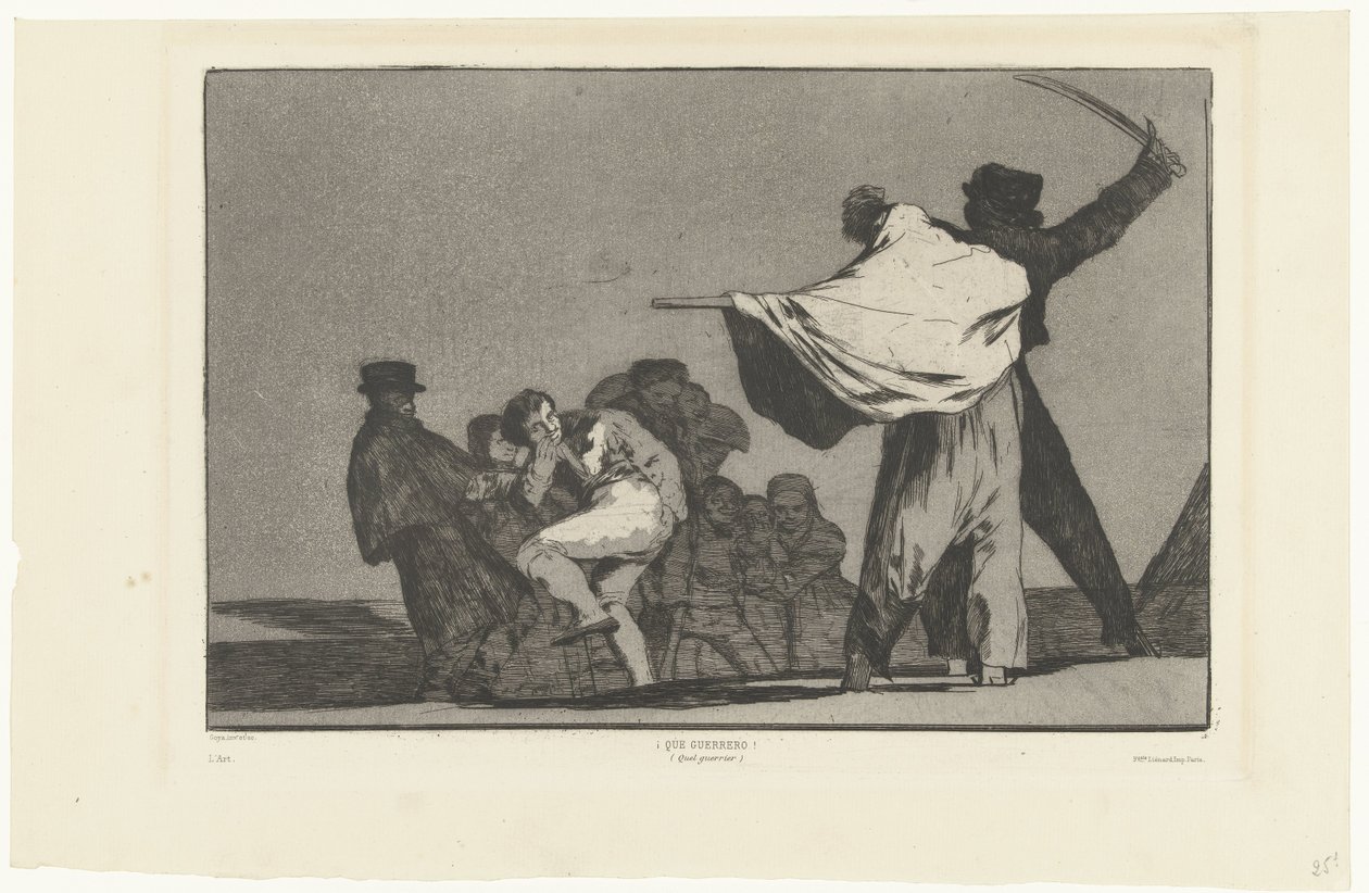 Den där soldaten! ¡Que Guerrero! (Quel guerrier) (titel på objekt) Disperate Conocido (The Known Folly) Los Disparates (The follies) (serietitel) Los Proverbios (Ordspråken) (serietitel) av Francisco de Goya