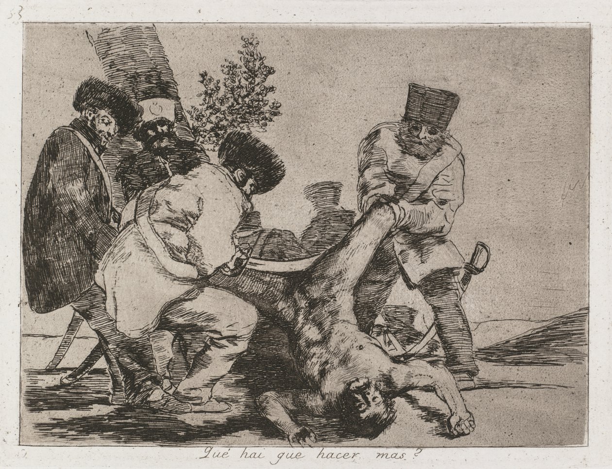 Krigets katastrofer: Pl. 33, Vad mer kan man göra, 1810-1813. av Francisco de Goya