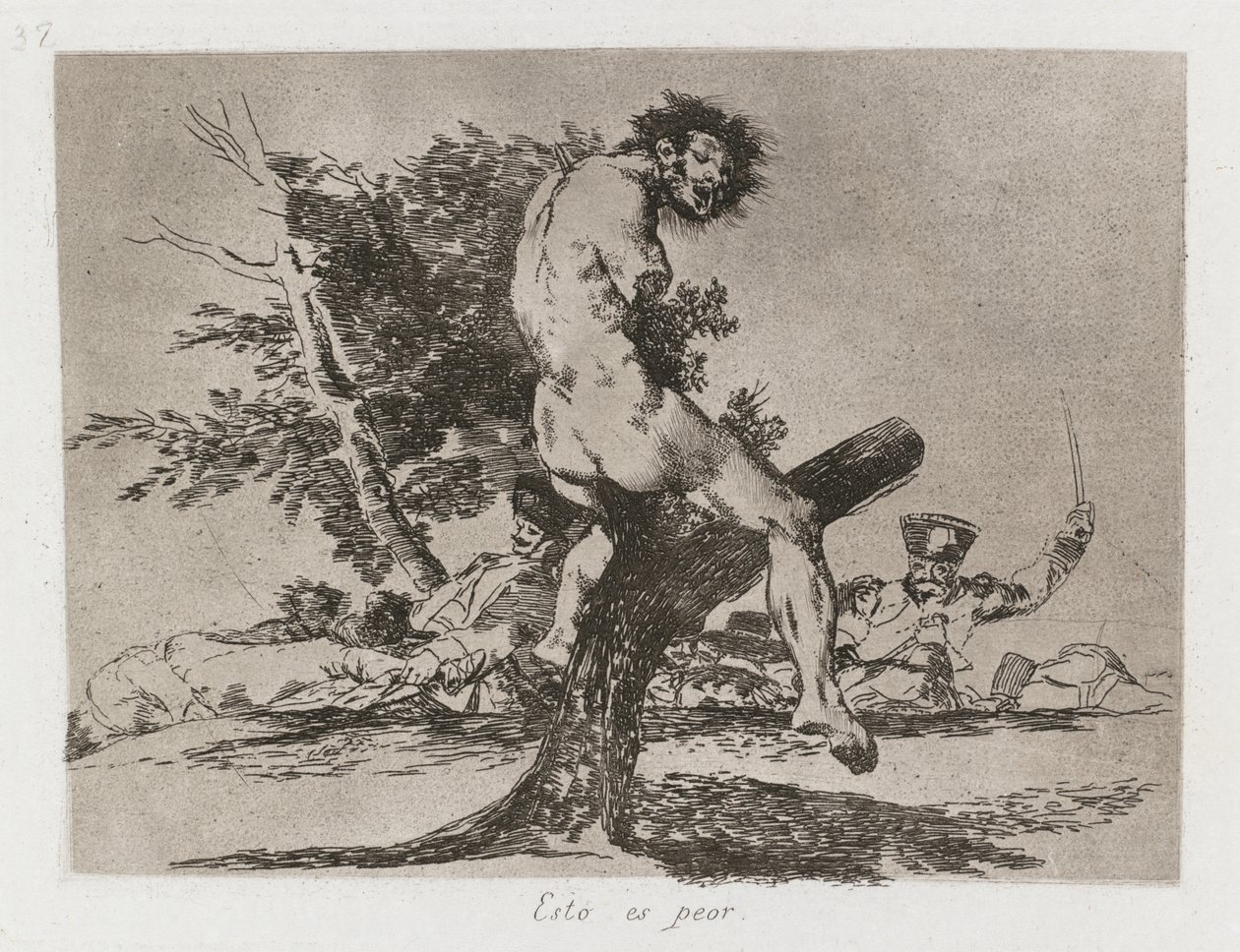 Krigets katastrofer: Pl. 37, Det här är värre , 1810-1813. av Francisco de Goya