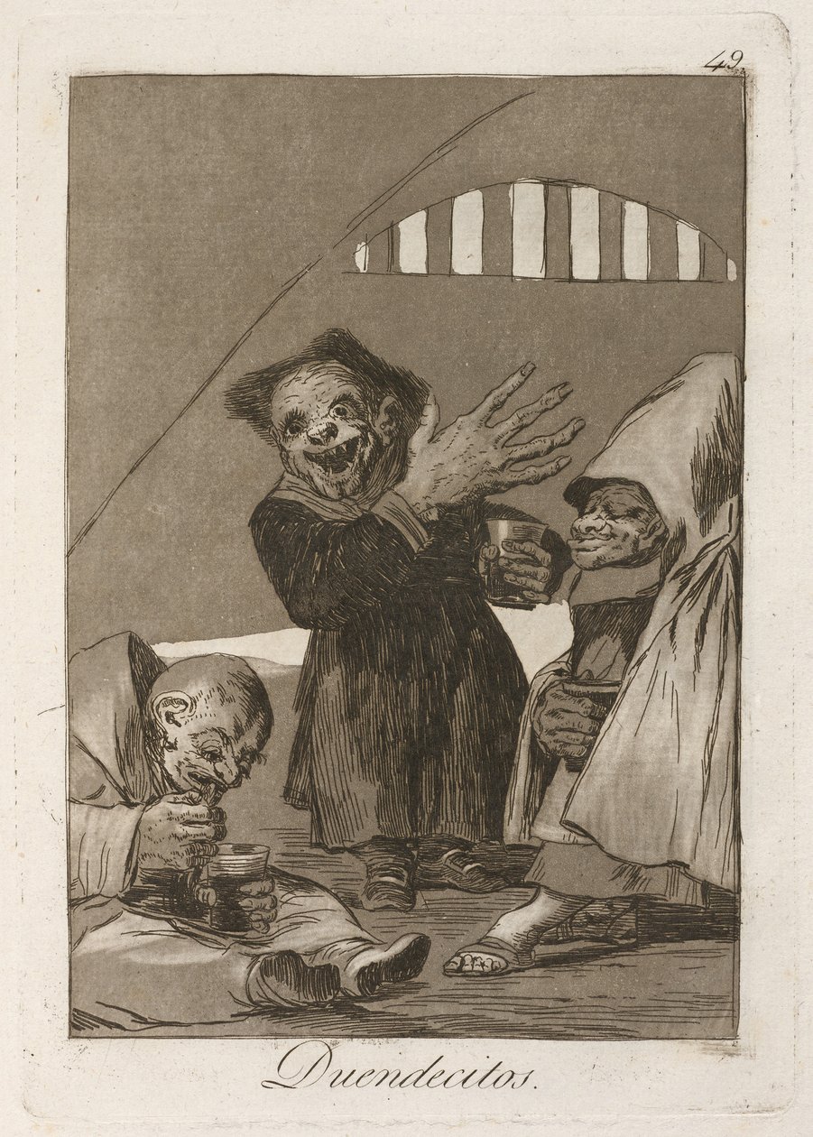 små tomtar Hobgoblins. Från Los Caprichos, 1797-1798 av Francisco de Goya
