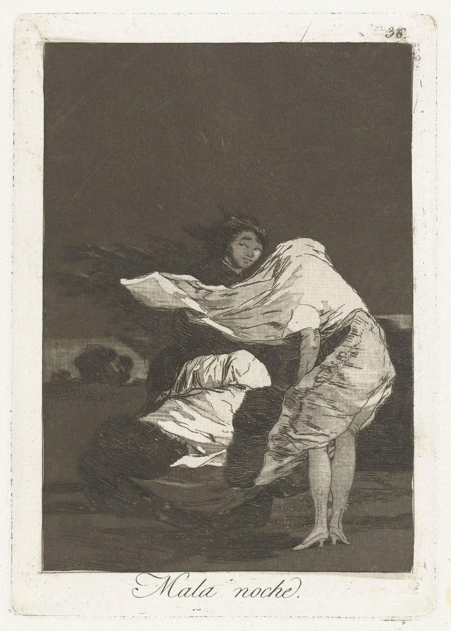 En dålig natt Mala noche (titel på objekt) Los Caprichos (serietitel) av Francisco de Goya