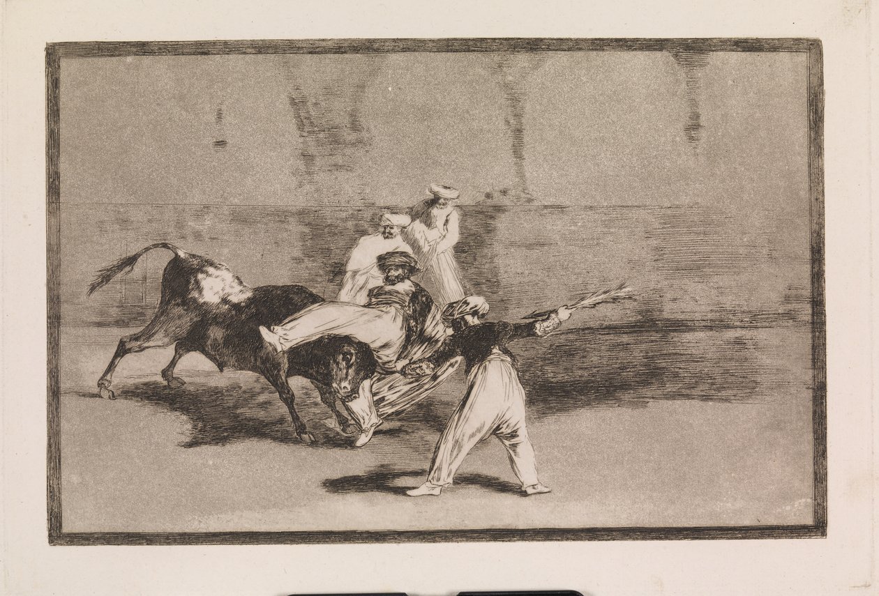 En mor tillfångatagen av tjuren på arenan av Francisco de Goya
