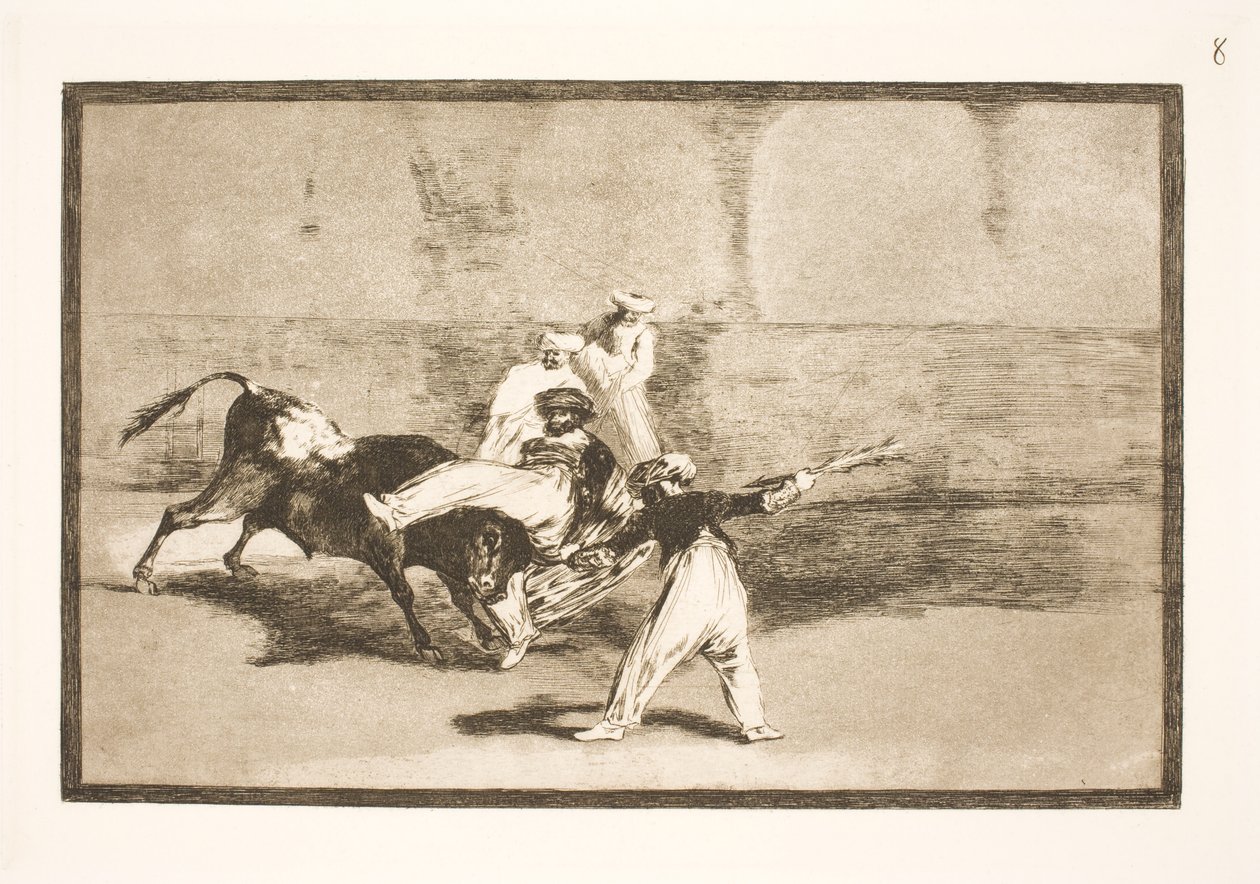 En mor tillfångatagen av tjuren på arenan av Francisco de Goya