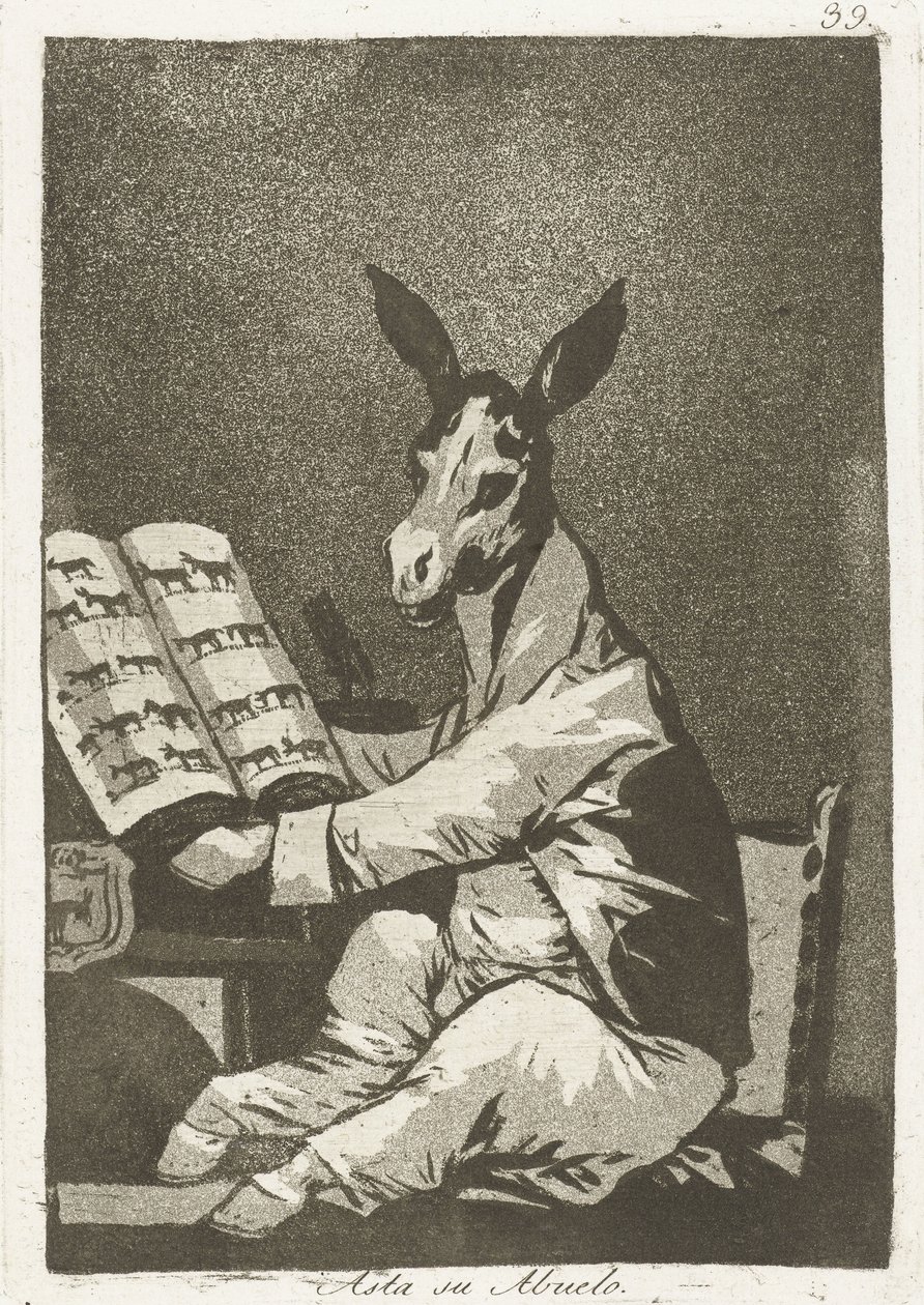 Som sin farfar Asta su abuelo (titel på objekt) Los Caprichos (serietitel) Los caprichos av Francisco de Goya