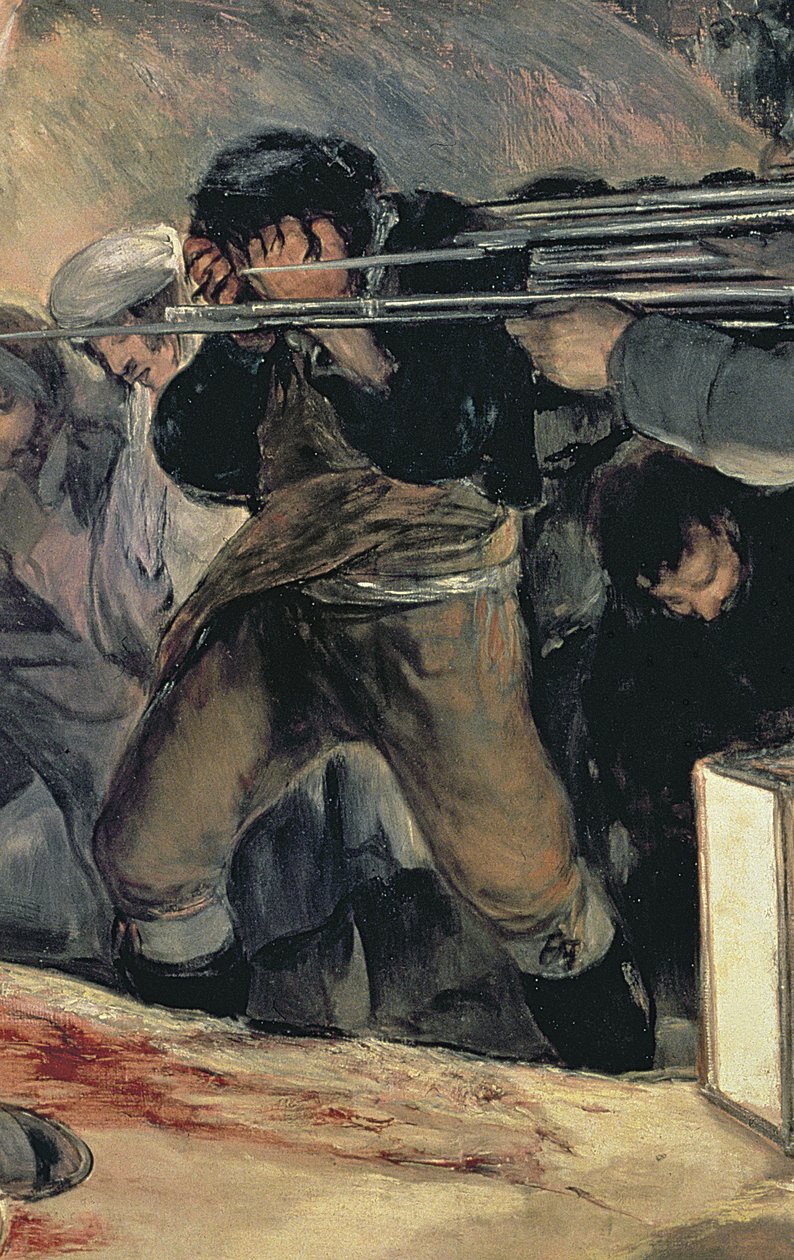 Avrättning av Madrids försvarare, 3 maj, 1808, 1814 olja på duk detalj av 507 av Francisco de Goya