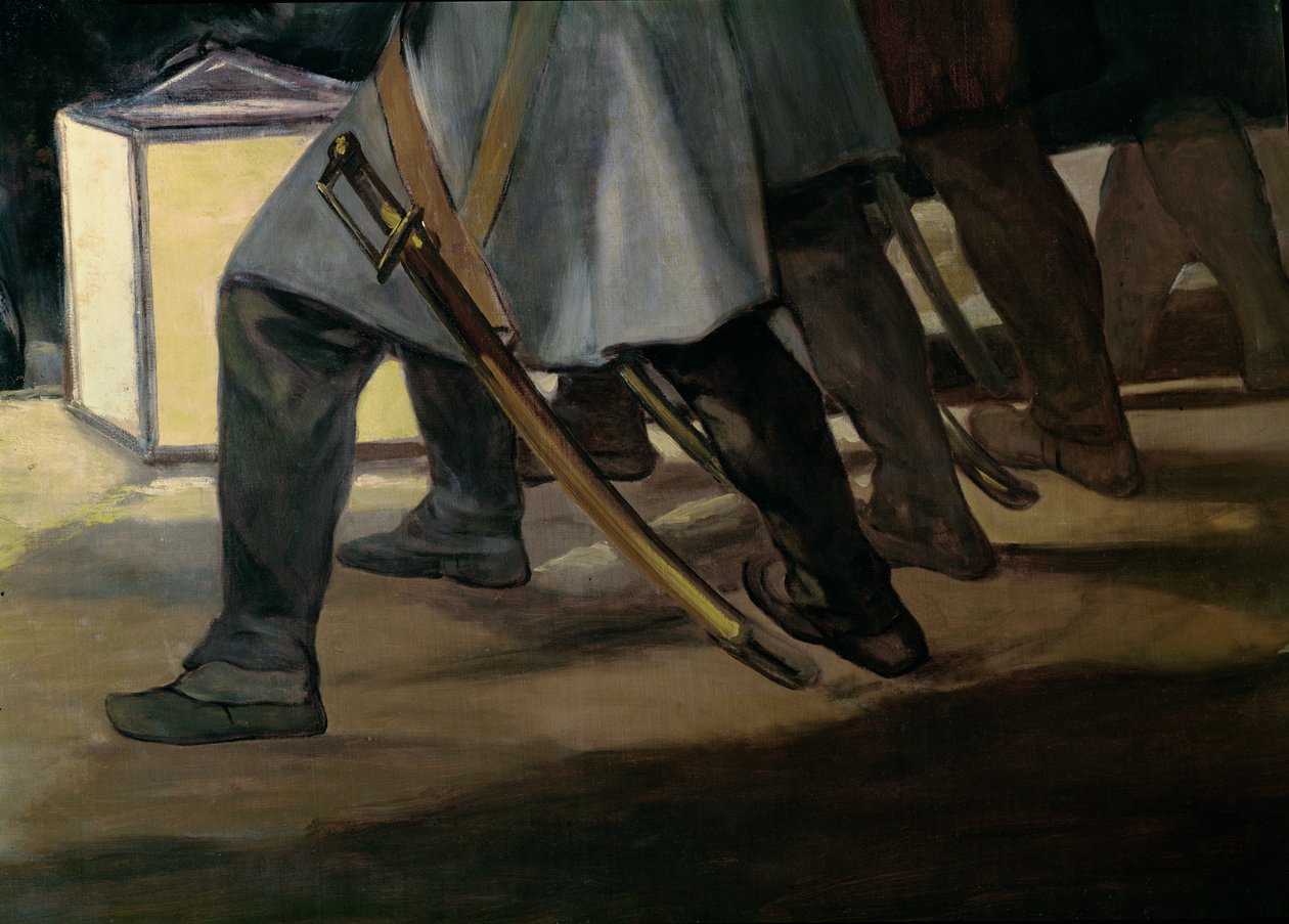 Avrättning av försvararna av Madrid den 3 maj 1808, detalj av soldaternas fötter, 1814 olja på duk detalj av 507 av Francisco de Goya