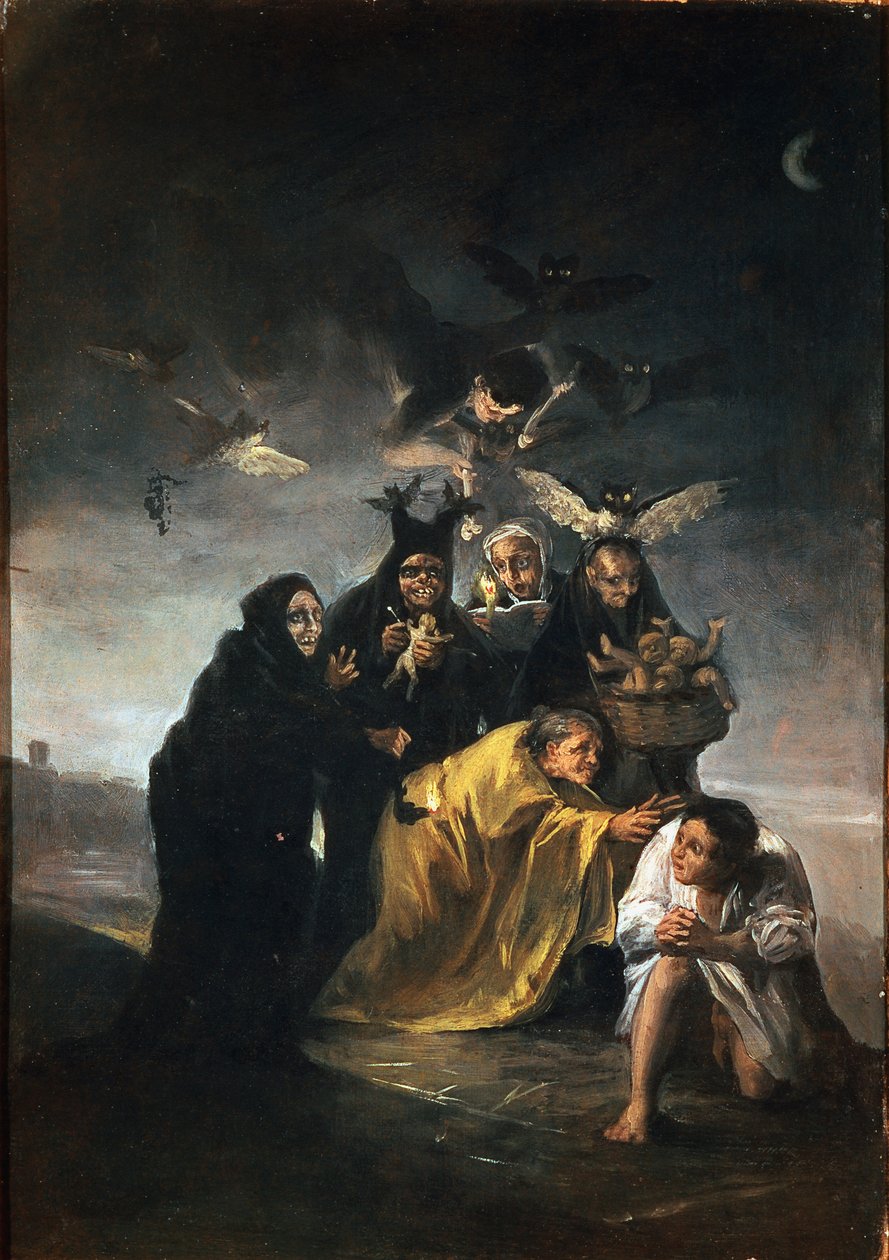 Exorcism eller häxor. Målning av Francisco de GOYA Y LUCIENTES (1746-1828) av Francisco de Goya