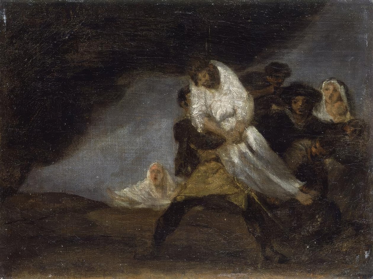 F.de Goya, hängd munk / målning av Francisco de Goya