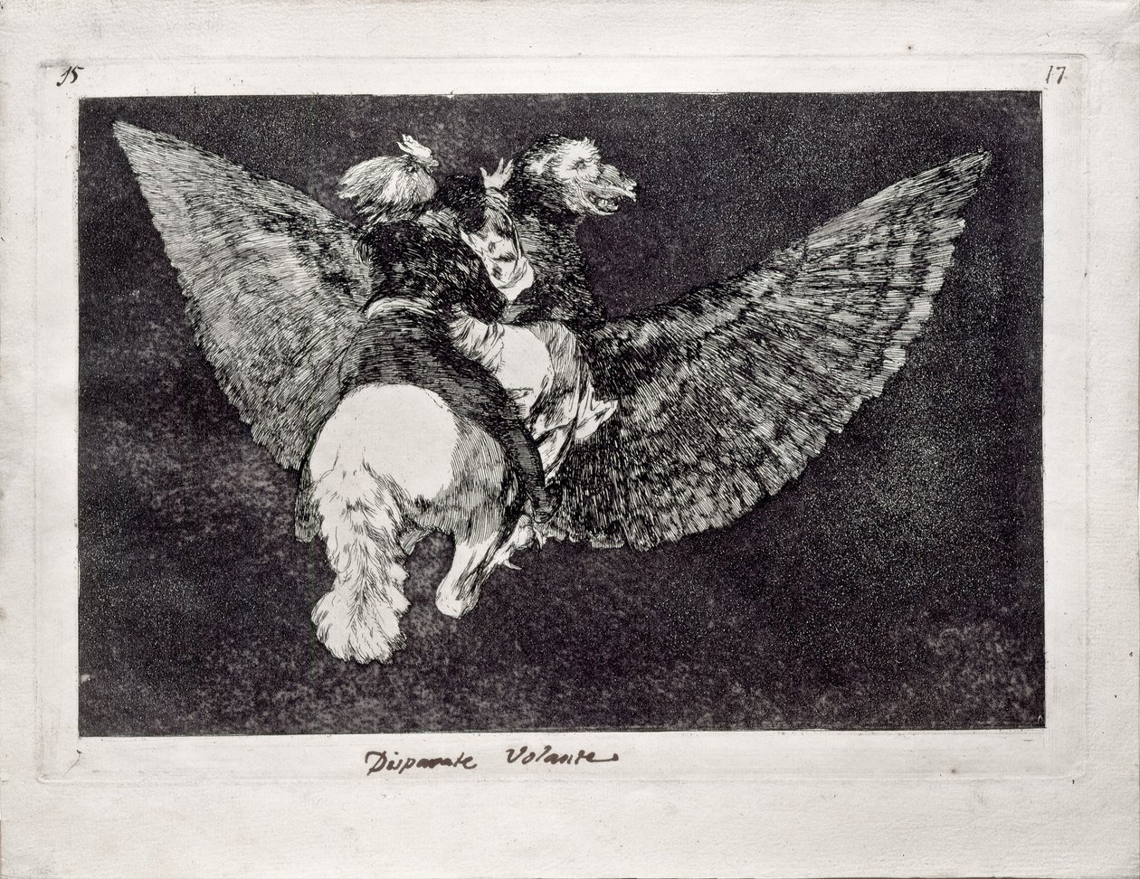Flying Folly från serien Los Disparates Follies, 1815-1819 av Francisco de Goya