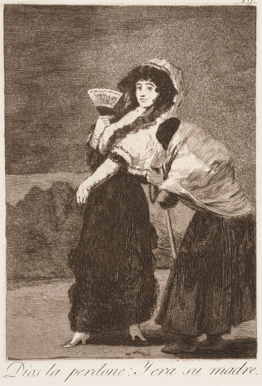 För Guds skull: Och det var hennes mamma (Dios la perdone: y era su madre) ur serien Los Caprichos av Francisco de Goya