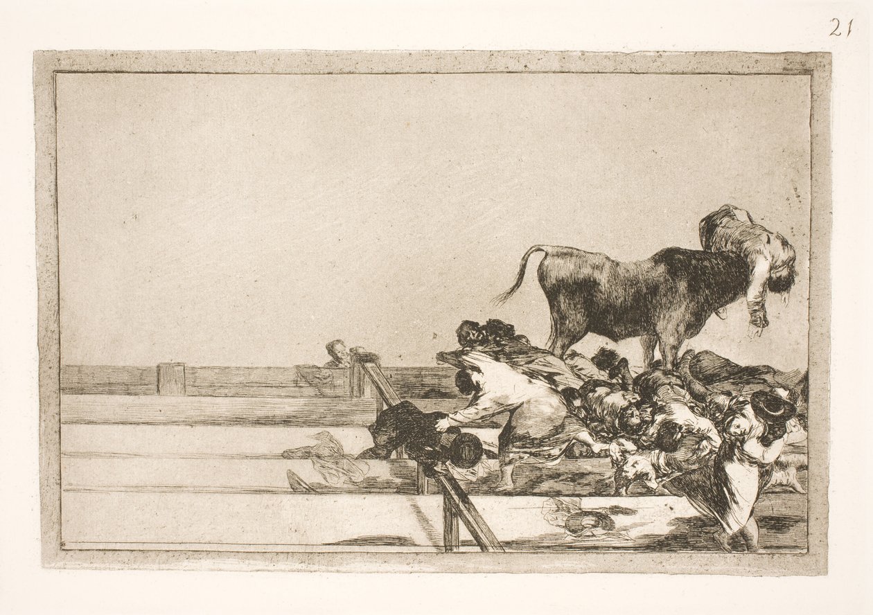 Hemska händelser på arenan i Madrids frontlinjer och borgmästarens död i Torrejon av Francisco de Goya