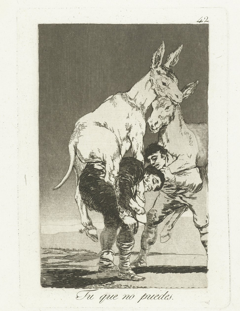 Du som inte kan längre Tu que no puedes (titel på objekt) Los Caprichos (serietitel) av Francisco de Goya