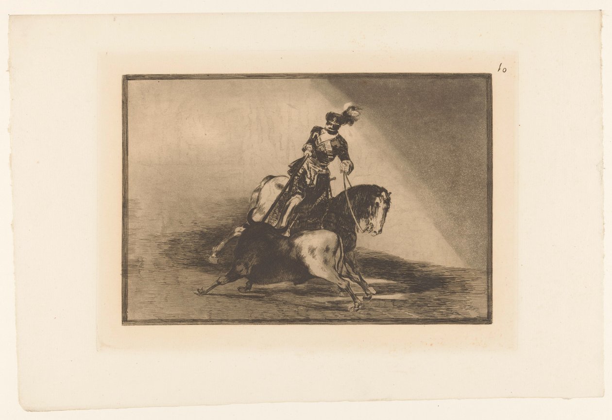 Kejsar Karl V slåss mot en tjur Carlos V. lanceando toro en la plaza de Valladolid Tjurfäktningar (serietitel) La Taureaumachie (serietitel) La Tauromaquia (serietitel) av Francisco de Goya