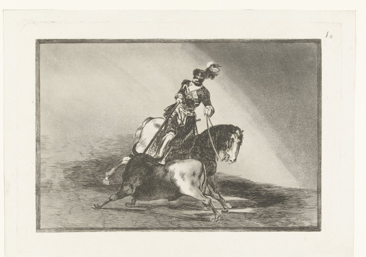 Kejsar Karl V slåss mot en tjur Carlos V. lanceando un toro en la plaza de Valladolid Tjurfäktning (serietitel) La Tauromaquia (serietitel) av Francisco de Goya