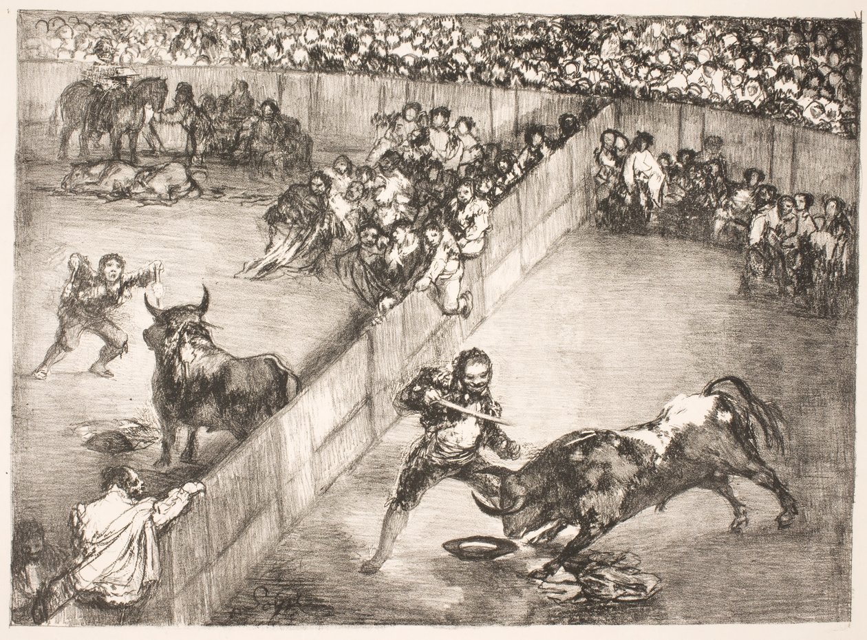 "La Division de la Place" [Tjurfäktning i delad arena] av Francisco de Goya