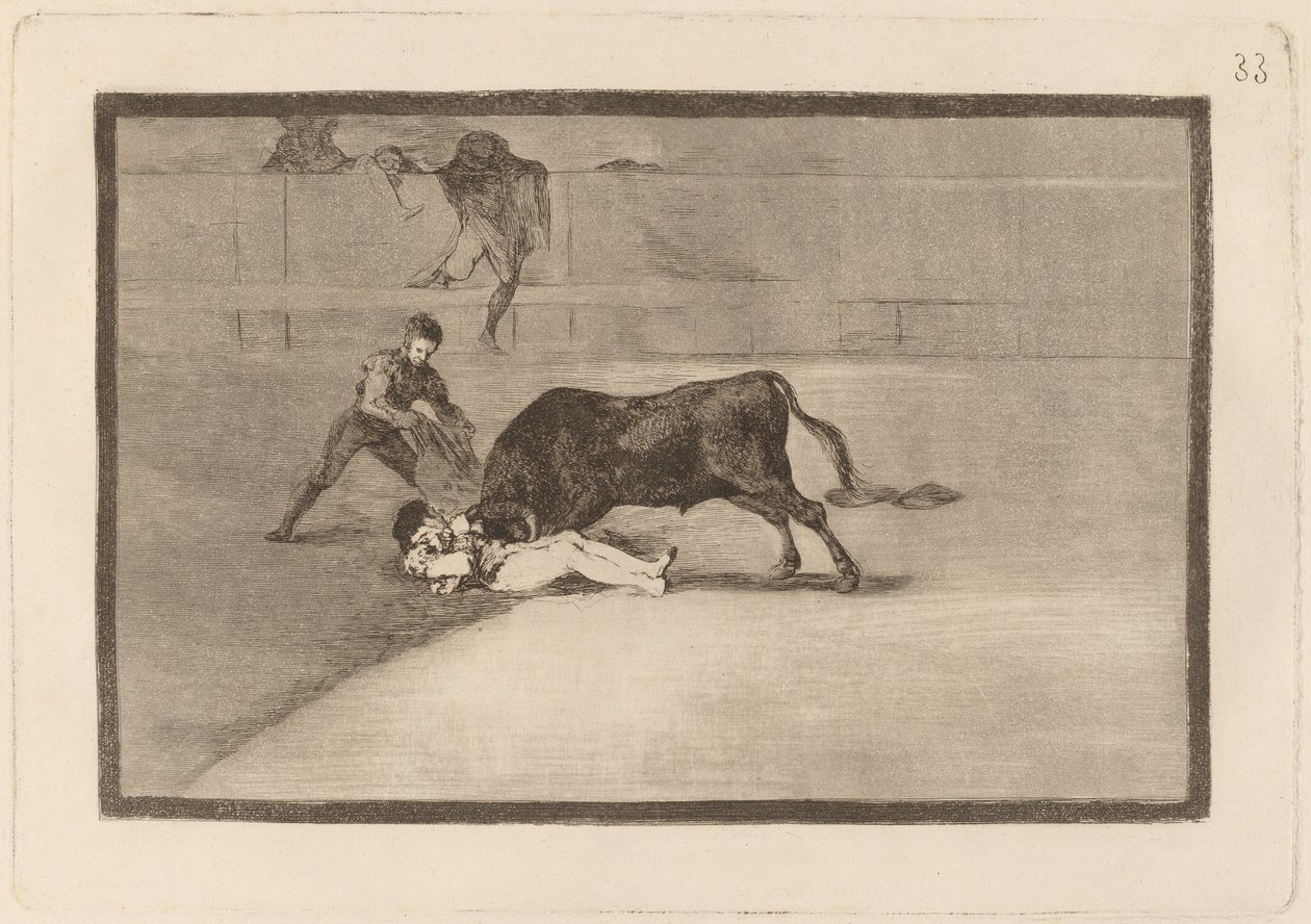 Pepe Illos olyckliga död på Plaza de Madrid (The Unlucky Death of Pepe Illo in the Ring at Madrid) av Francisco de Goya