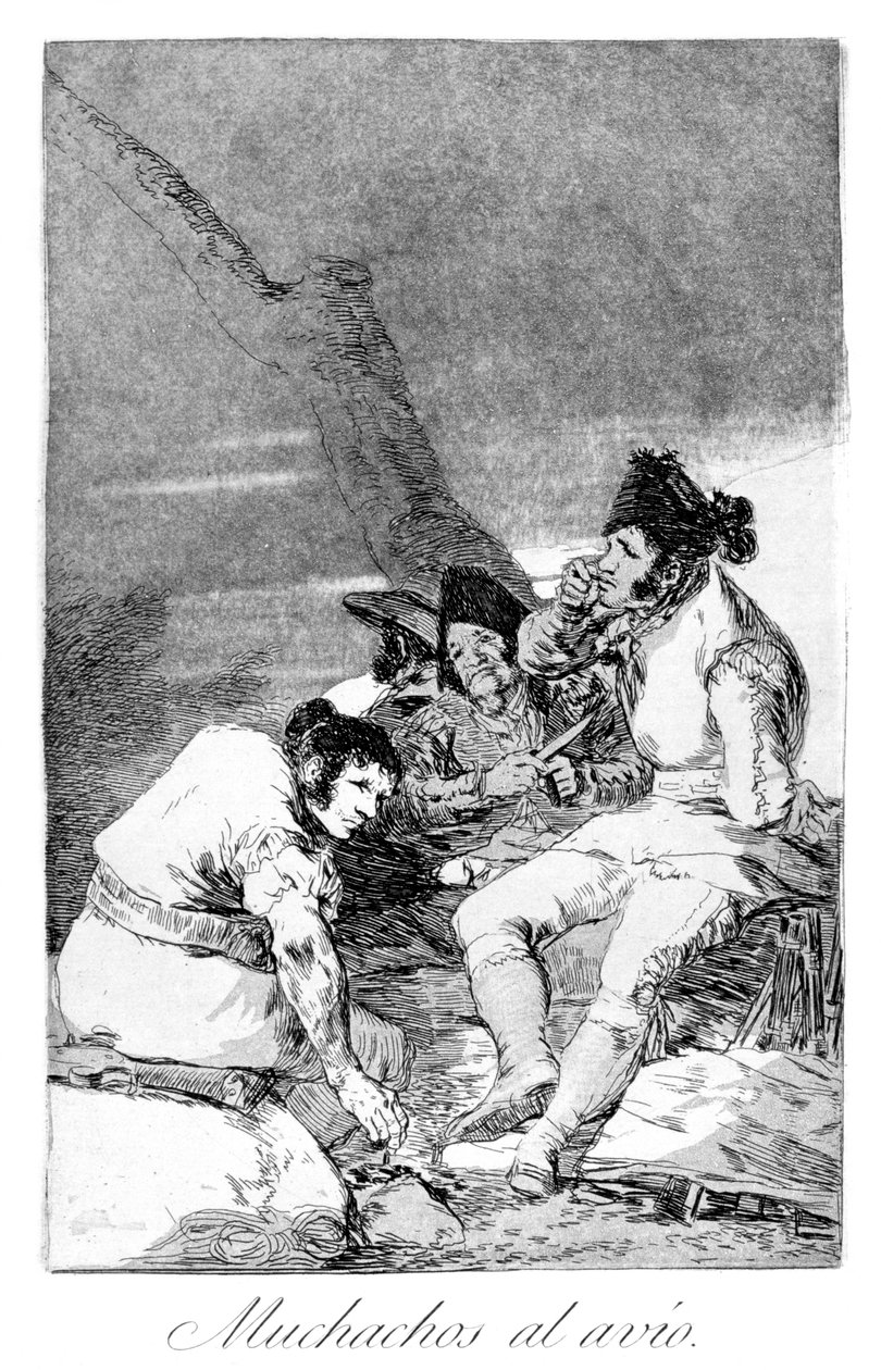Killar som gör sig redo, 1799 av Francisco de Goya