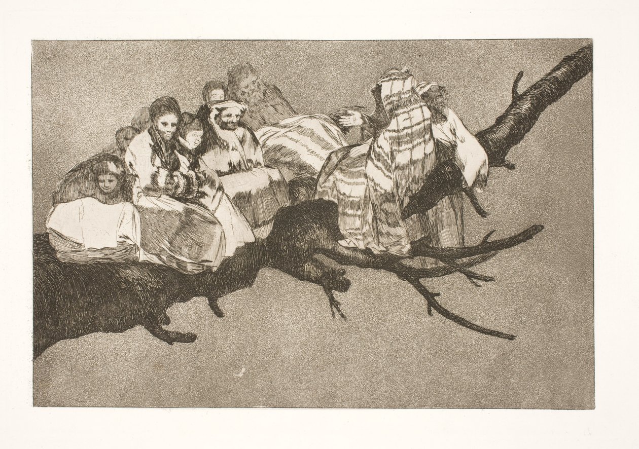Löjlig dårskap (Gå mellan grenarna / pratar genom hatten) av Francisco de Goya