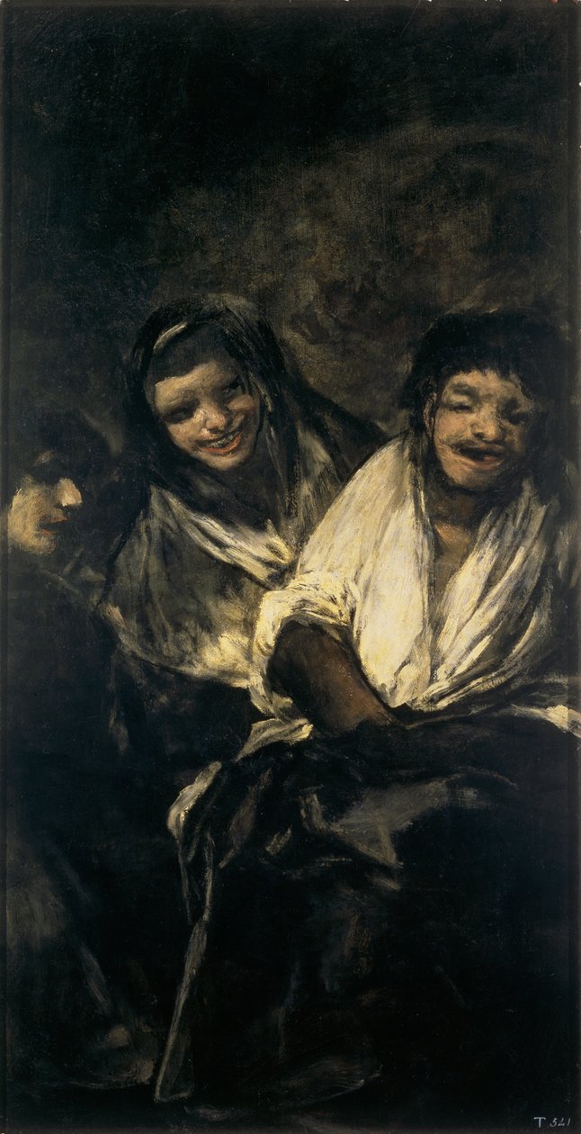 Man hånad av två kvinnor som skrattar eller ministeriet av Francisco de Goya