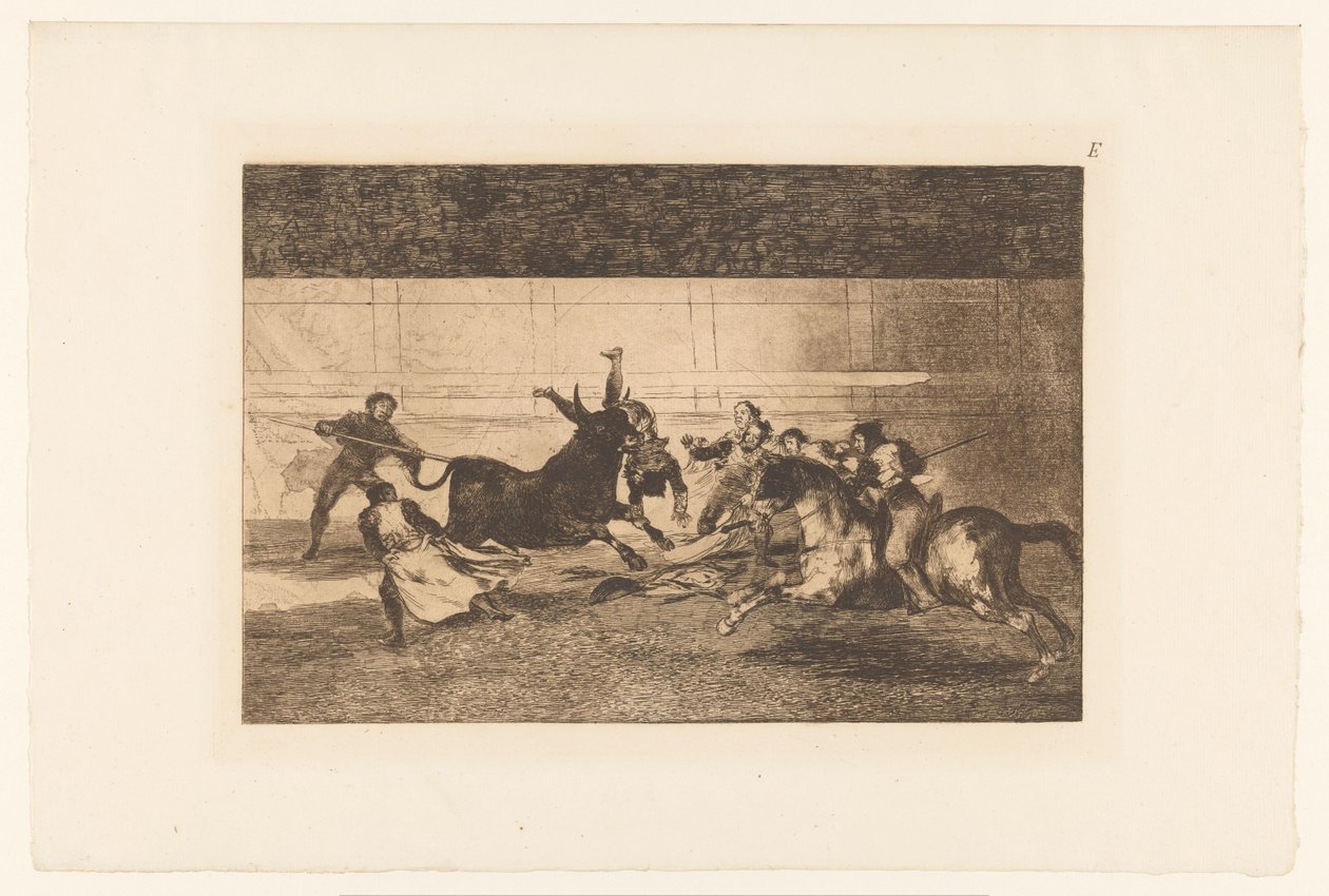 Man spetsad på ett tjurhorn Mort de Pepe Illo Tjurfäktning (serietitel) La Taureaumachie (serietitel) La Tauromaquia (serietitel) av Francisco de Goya