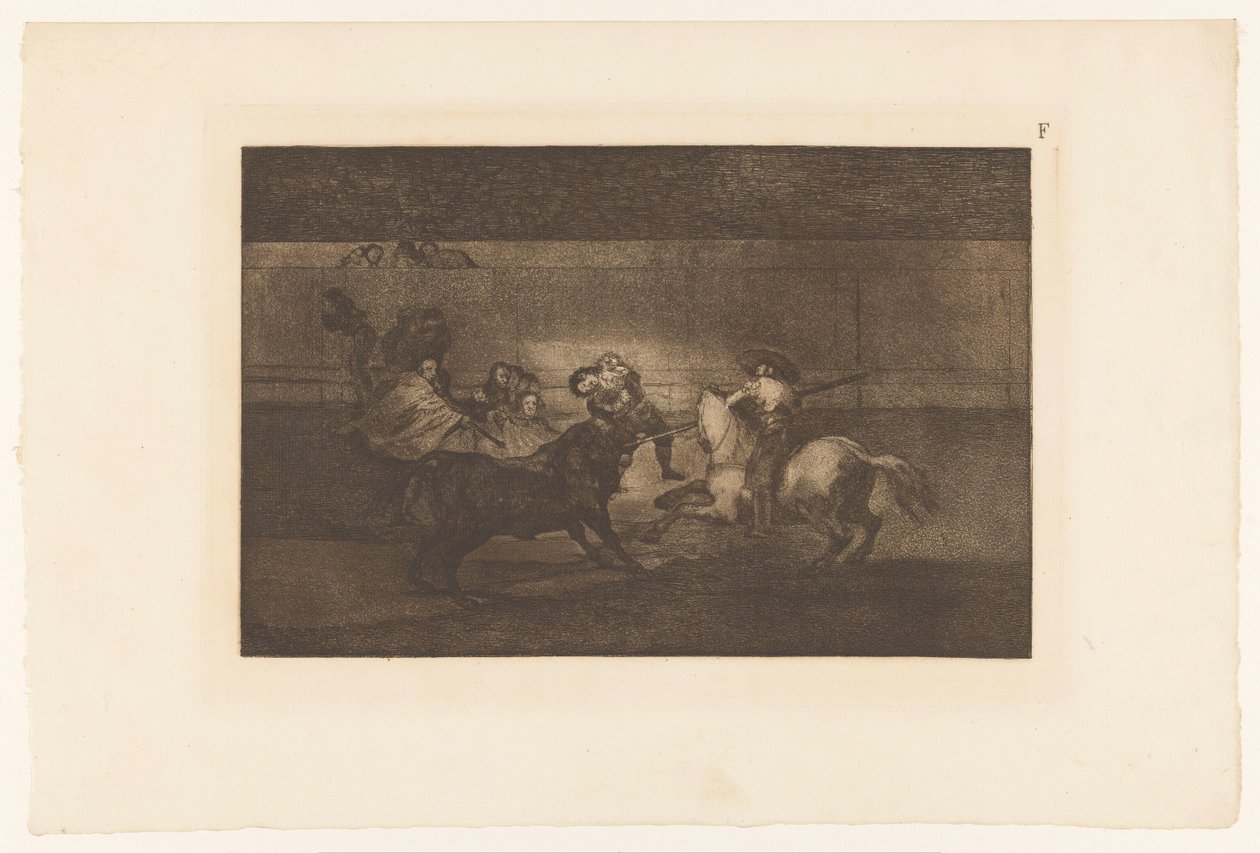 Man spetsad på ett tjurhorn Mort de Pepe Illo Tjurfäktning (serietitel) La Taureaumachie (serietitel) La Tauromaquia (serietitel) av Francisco de Goya