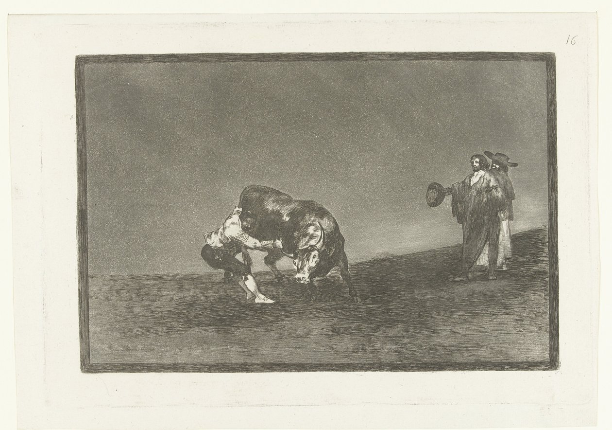 Martincho tar tag i en tjur vid dess horn El mismo vuelco en toro en la plaza de Madrid Tjurfäktning (serietitel) La Tauromaquia (serietitel) av Francisco de Goya