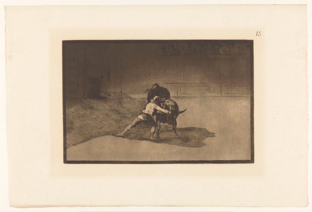 Martincho in gevecht met een stier Den berömda Martincho sätter banderillas i konkurs Stierengevechten (serietitel) La Taureaumachie (serietitel) Tjurfäktning (serietitel) av Francisco de Goya