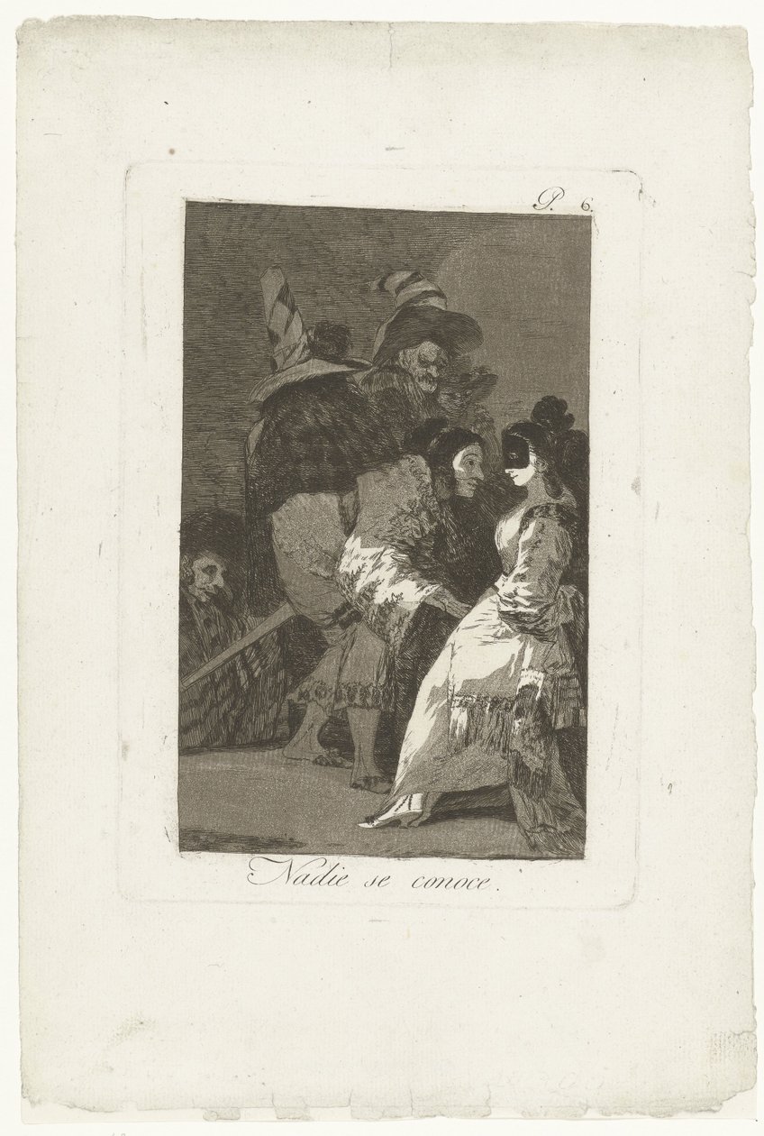 Ingen känner sig själv Nadie se conoce (titel på objekt) Los Caprichos (serietitel) av Francisco de Goya
