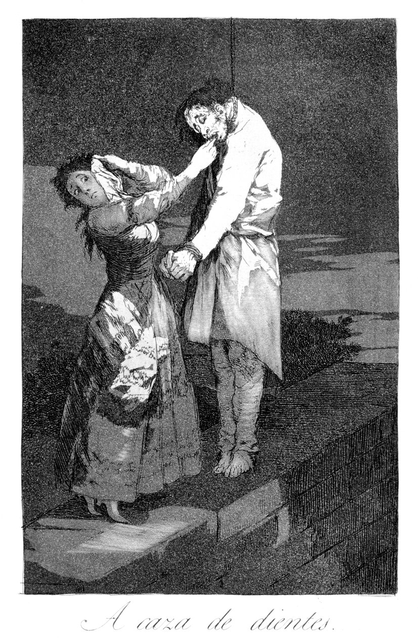 Ute på jakt efter tänder,1799 av Francisco de Goya