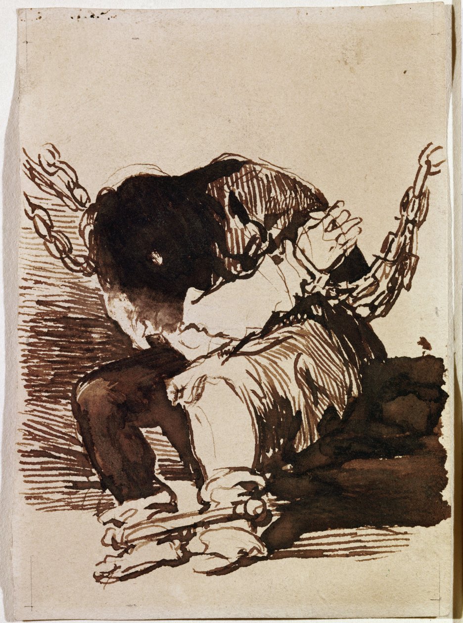 Fångkedja sitter. (Förberedande ritning av Francisco de Goya