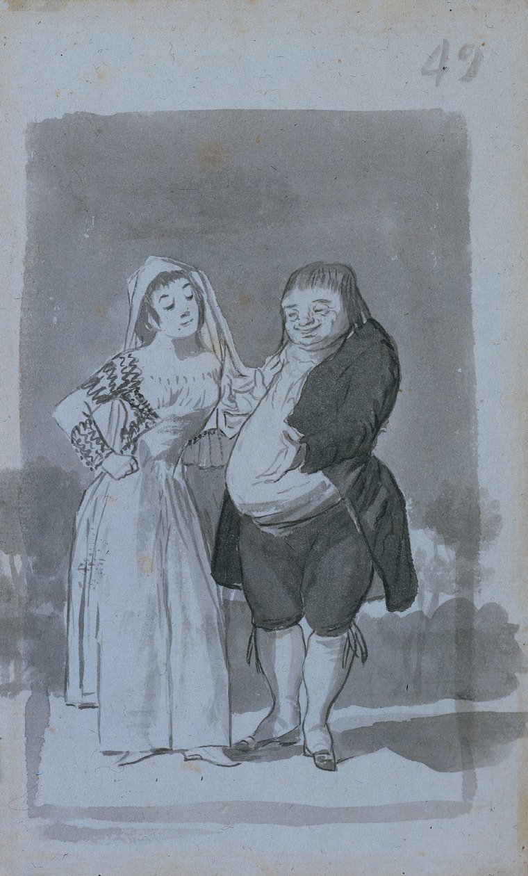 Prostituerad rekto för en fet, ful man, 1796-97. av Francisco de Goya